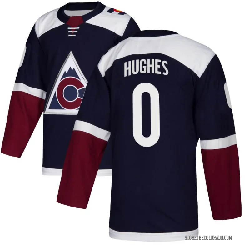 Navy Youth T.J. Hughes Authentic Colorado Avalanche Alternate Jersey