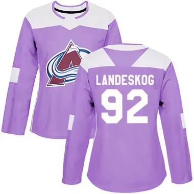 Purple Women's Gabriel Landeskog Authentic Colorado Avalanche Fights Cancer Practice Jersey