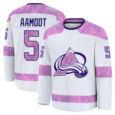 White Men's Wyatt Aamodt Premium Colorado Avalanche 2024 Hockey Fights Cancer Practice Jersey