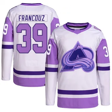 White/Purple Men's Pavel Francouz Authentic Colorado Avalanche Hockey Fights Cancer Primegreen Jersey