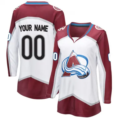 White Women's Custom Breakaway Colorado Avalanche Away Jersey