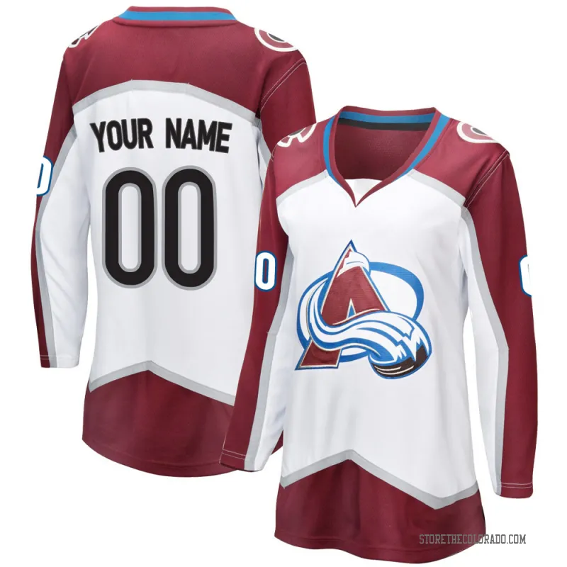White Women's Custom Breakaway Colorado Avalanche Away Jersey