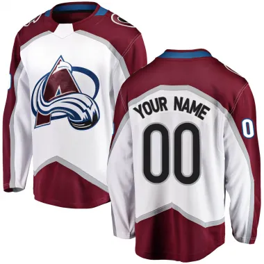 White Youth Custom Breakaway Colorado Avalanche Away Jersey
